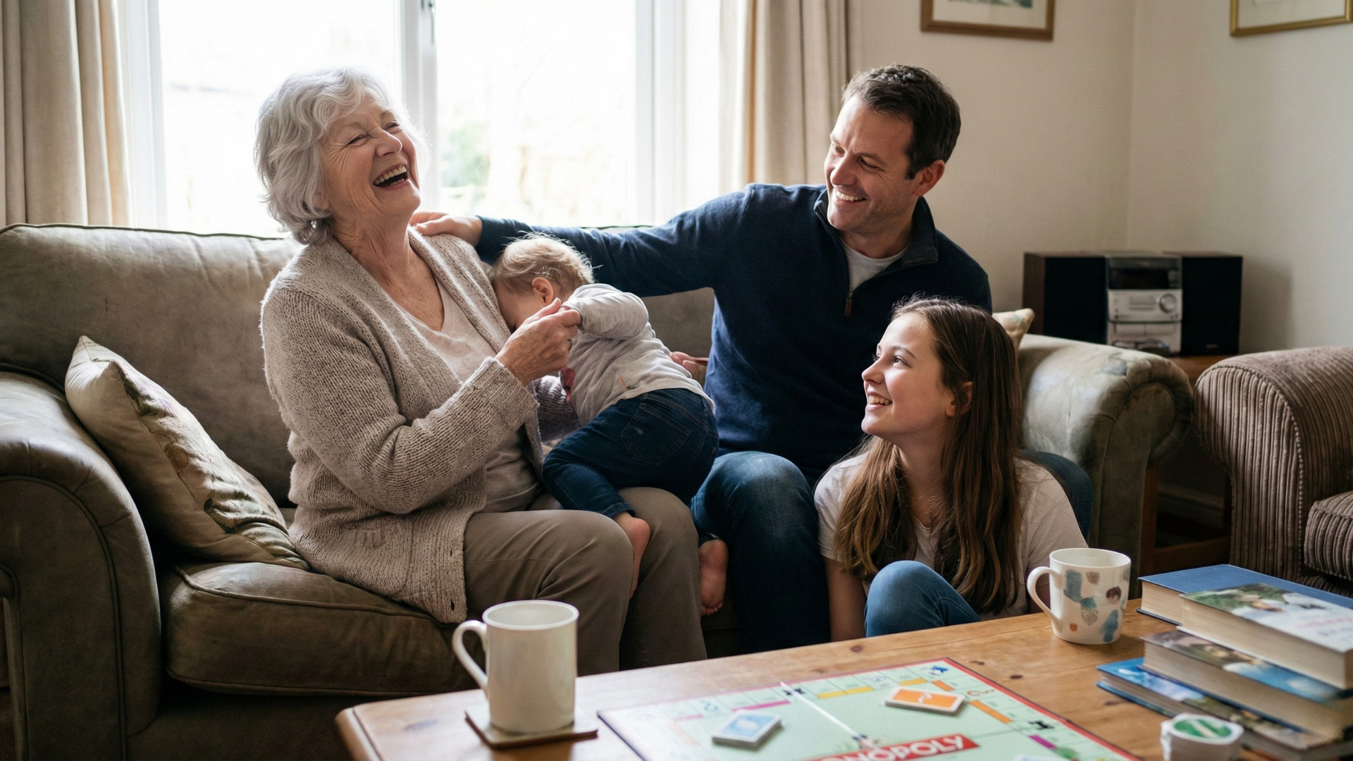 Family enjoying time together at home